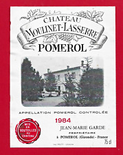 91 88 label BORDEAUX POMEROL Château Moulinet-Lasserre 1984 J.M Garde, prop. picture