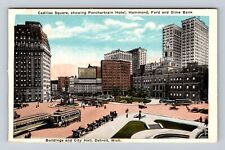 Detroit MI- Michigan, Cadillac Square, Advertisement, Antique, Vintage Postcard picture
