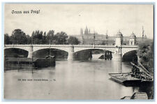 c1910 The New Kaiser Franzens Bridge Greetings from Prag Czech Republic Postcard picture