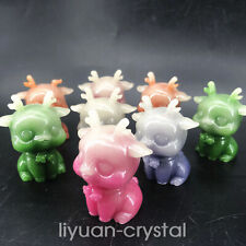 top！4pcs Colorful Crimson Night stone Crystal Deer skull hand carved healing   picture