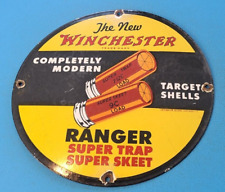 VINTAGE WINCHESTER PORCELAIN RANGER SALES AMMO GUN SUPER TRAP SKEET GAS OIL SIGN picture