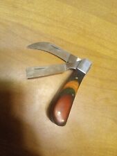 Pakistan Pocket Knife Two Very Sharp Blades Multi Color Handle Decent Condition  picture