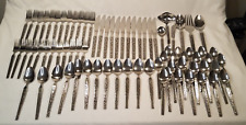 Vintage Riviera Stainless Flatware Monterey Pattern  Scroll 77pc Service For 12 picture