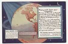March 1910 Calendar Guardian Savings and Trust Co. Cleveland Planet Earth Globe picture