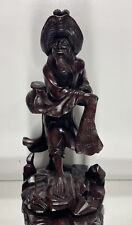 Vintage Chinese Exquisite Hand Carved Elder Wood Carving Statue Folk Art picture