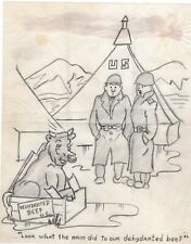WW2 US Original Hand Drawn By Soldier Humorous Cartoon picture