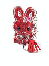 Bling Bunny Shape Keychain Glitter Red Silver Tassel Chain Bag Accessory picture