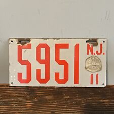 1911 New Jersey NJ Porcelain License Plate Car Tag Auto - Four Digit 5951 picture