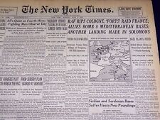 1943 JULY 5 NEW YORK TIMES - R. A. F. RIPS COLOGNE FORTS RAID FRANCE - NT 1901 picture