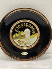 Chokin Plate Vintage 24k Gold Black Singapore Lion Theme picture