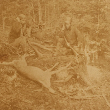 Deer Hunters Resting Guns Stereoview c1880 Kilburn Hunting Rifles Antique A1630 picture