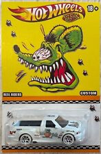 White Ford F-150 SVT Lightning Custom Hot Wheels Car w/Real Riders Rat Fink * picture
