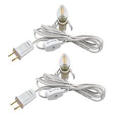 Set Of 2 Accessory Cord With 2 Led Light Bulb 6 Ft White Cord With On/off Switch picture
