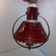 Vtg 50-60’s Red Star Punch Cut Shade Milk Glass Insert Metal Attach Socket Lamp picture