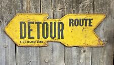 WOW Early 20s  Die Cut Arrow Detour Route State Highway Sign Kemper Thomas 39” picture