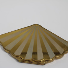 Vintage Wadsworth Henrietta Gold Tone Fan Shaped Compact from the 1940's picture