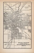 1910 Denver, Colorado City Tramway Co.  Vintage Railroad  Map     1377 picture