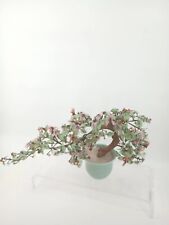 Stunning Vtg XL Hand carved Jade - Quartz Stone  Cherry Blossom Bonsai Tree  picture