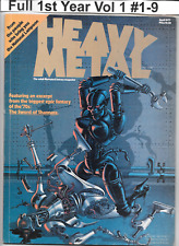 VTG Heavy Metal Magazine #1 - 9 Full 1977 April - December w/HM Hard Case FN/VF picture
