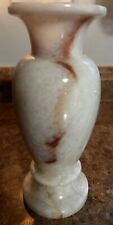 Vintage Ivory and Ochre-Veined Onyx Stone Bud Flower Vase picture