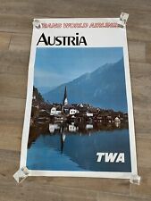 Very Rare Vintage TWA (TransWorld Airlines) 1970’s 25x40 Travel Poster-Austria picture