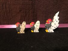 Roosters set 3 Wooden miniature Farm house country picture