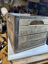 Antique/Vtg? Sanitary Mik Co Wood Galv. Steel Crate Canton Ohio Heavy picture