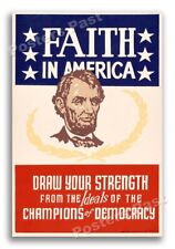 “Faith in America” WPA 1941 Vintage Style World War 2 Poster - 16x24 picture