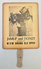 VINTAGE JAMUP & HONEY BLACK FACE WSM GRAND OLE OPRY ADVERTISING HAND FAN SUPERB picture