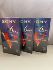 Blank VHS Media Tapes-NEW Sony 6 HR EP-Premium Grade-Lot of 3 Sealed NOS picture