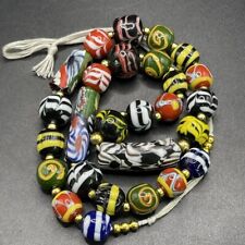 Beautiful vintage Antique  colorfull Old African mosaic glass   beads necklace  picture