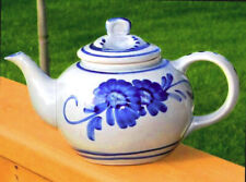 Aksel Sigvald Nielsen Akasinia Aksini Studio Pottery Teapot Blue Floral Denmark picture