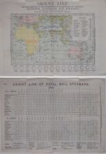 Original 1911 ORIENT LINE ROYAL MAIL STEAMERS England-Australia Map Schedule picture