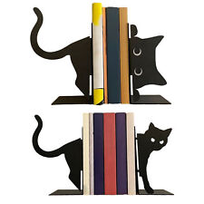 Cat Bookends For Shelves 1 Pair Metal Unique Bookends To Hold Books Heavy Duty picture