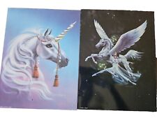 Vintage Lot Of 2 Mead Fantasy Unicorn Pegasus Folders 1991 Susan J Dawe Design  picture