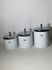 Vintage Restoration Hardware Set of 3 White Ceramic Canisters #1, #2, #3 Rare picture