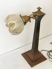Rare Amronlite 1920’s Art Deco Desk Lamp With Candy Ruffled Blown Glass Shade picture
