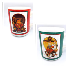 Vintage Gibson Santa Christmas Mugs Set of 2 Ceramic Coffee Cup picture