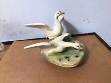 Weller Muskota Two Geese on Grassy  Bed Flower Frog Circa 1920’s picture