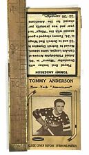 Vtg New York Hockey Early Advertising Matchbook Tommy Anderson 1930s NY USA  picture