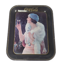 Coca-Cola 1920's Flapper Girl Fox Fur Vintage 1973 Advertisement Tin Tray 13x10 picture