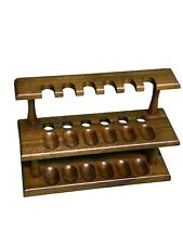 Vintage Decatur 2 Tier 12 Pipe Rack Rectangular Walnut Holder Stand Wall Display picture