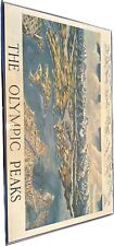 Vintage Olympic Peaks Puget Sound 2 Sided Map George W. Martin 1962/78 WA Framed picture