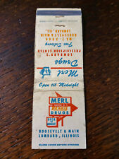 Vintage Matchbook:  Merl Rexall Drugs, Lombard, IL picture