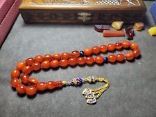 Amber Bakelite Prayer Beads, Tasbih, Rosary, Misbaha, SILVER TASSEL, EXCELLENT picture