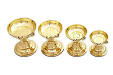 Indian Traditional Antique Design Brass Diya With Stand For Puja Pack Of 4 picture