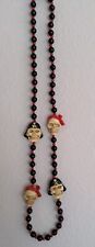 Vintage Mardi Gras Parade Party Beads Necklace Pirate Skeleton Skull Black Red picture