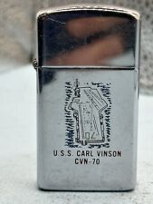 Vintage 1982 USS Carl Vinson CVN-70 HP Chrome Slim Zippo Lighter Two Sided picture