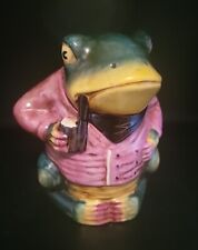 Vintage  Majolica Pipe Smoking Frog Tobacco Jar 7.75” H picture
