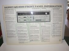 VINTAGE SANSUI QR-6500 ONE SHEET PLASTIC COATED CHART -CONNECTIONS & FRONT PANEL picture